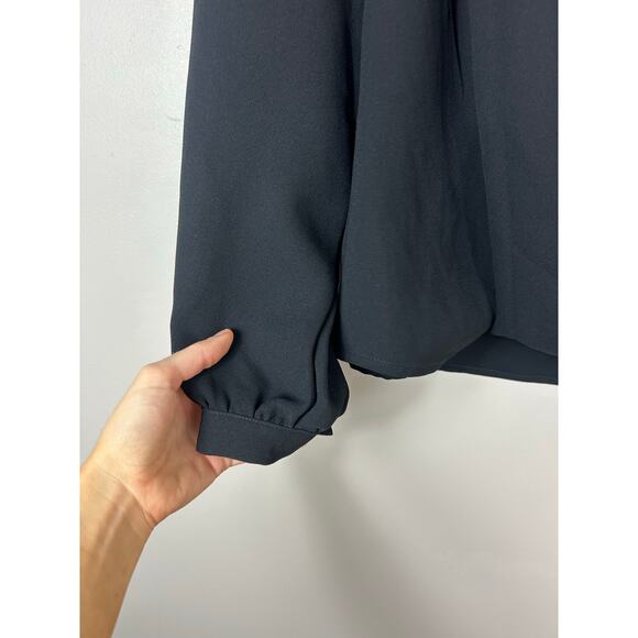 Sezane Abelia Longsleeve V-Neck Wrap Blouse Black Sz 4 - Picture 4 of 8